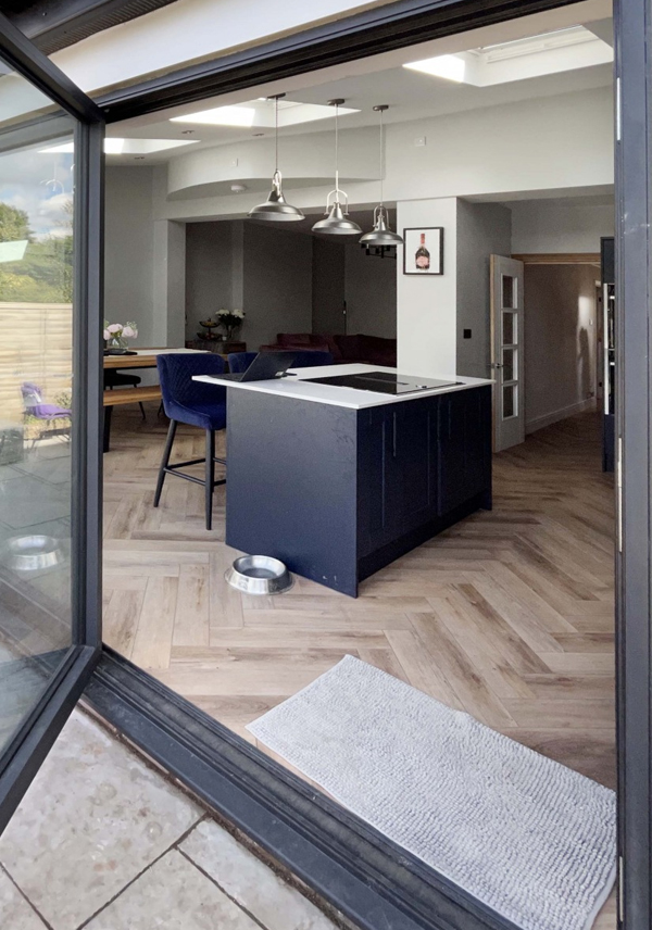 A kitchen conversion with sliding doors